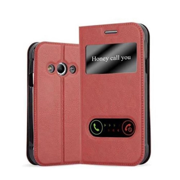 Samsung Galaxy XCover 3-fodral i SAFFRANSRÖTT från Cadorabo (Design VIEW) Helt skyddsfodral med flipskydd, stativ ROUGE SAFRAN