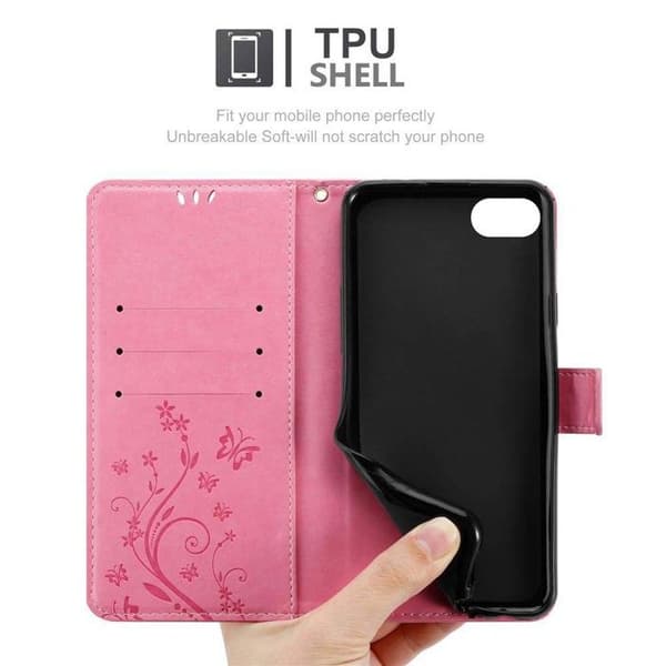 Fodral med lock för iPhone 7 / 7S / 8 / SE 2020, Rosaflora Design, Plånboksfodral Ros