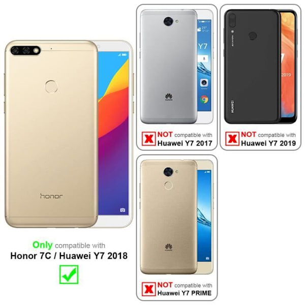 Coque - CADORABO - Honor 7C / Huawei Y7 2018 - Similicuir - Blå Blommor - Ställfunktion Blå blommig