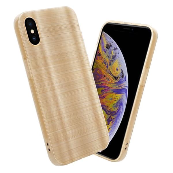 iPhone XS MAX Fodral Borstad Guld Kameraskydd Gul