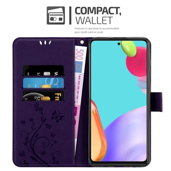 Coque - CADORABO - Samsung Galaxy A52 (4G/5G) / A52s - Similicuir - Blommig - Magnetisk stängning Mörk lila