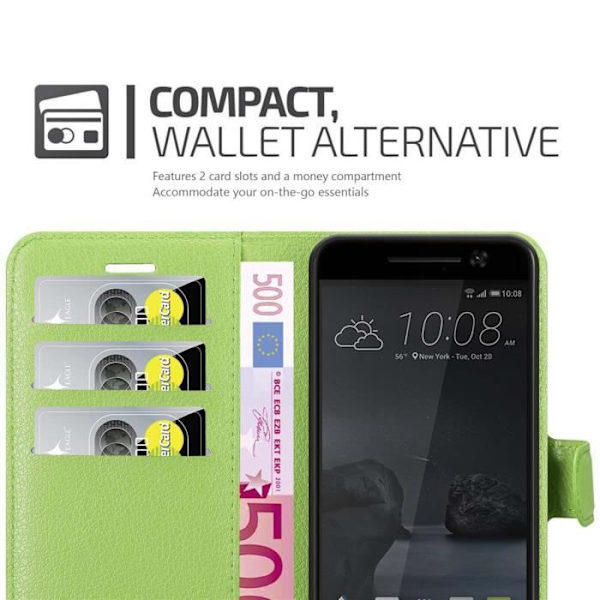 Coque - CADORABO - HTC ONE M10 - Similicuir - Grön Papegoja - Magnetisk stängning GRÖN PAPPEGOAJA