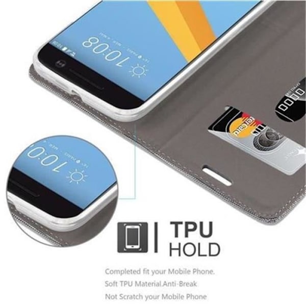 HTC 10-fodral i LJUSGRÅBRUNT från Cadorabo (TYG-LÄDERDESIGN) Helt skyddsfodral med flipflik och stativ