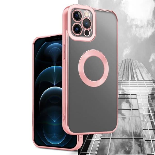 Transparent iPhone 12 PRO-fodral - Rosa Stötsäker Chrome Design Vit
