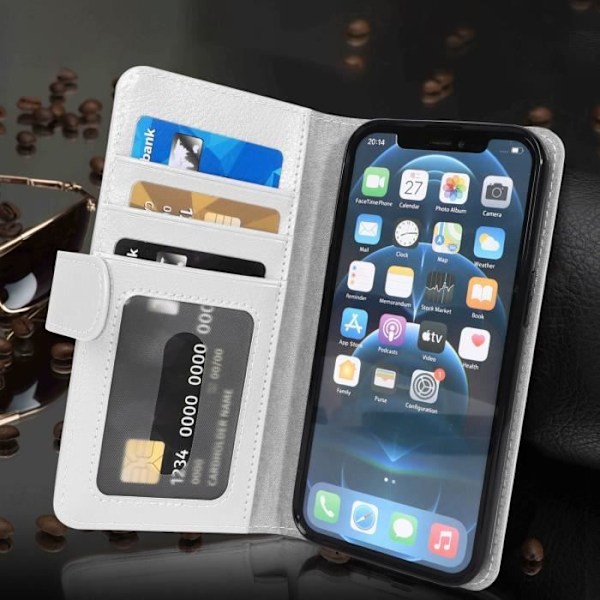 Coque - CADORABO - iPhone 13 PRO - Syntetiskt läder - ALBÄTRI VIT - 3 fack för kort VIT ALABASTER