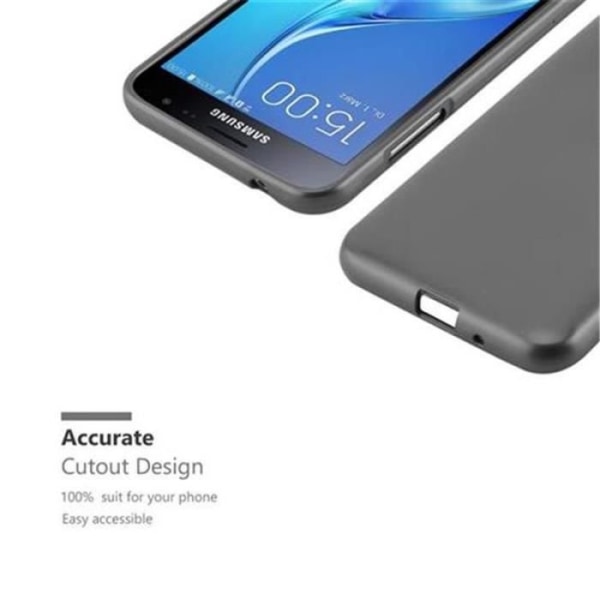 Samsung Galaxy J3 - J3 DUOS 2016 (6) Fodral i METALLIC GREY från Cadorabo (MATT METALLIC Design) Mjukt silikon TPU Gel Cover