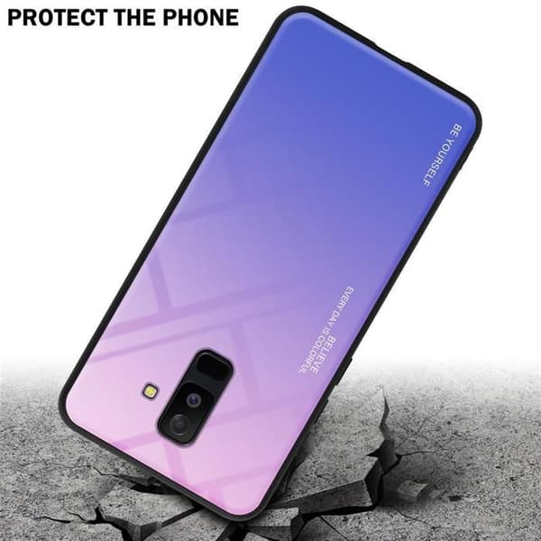 Fodral för Samsung Galaxy A6 PLUS 2018 i ROSA - BLÅ Stötsäker Bicolor design Svart