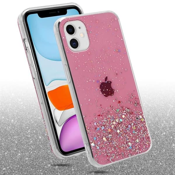 iPhone 11 PRO MAX Skal Rosa med Glitter Skydd Glittrande Design Ros