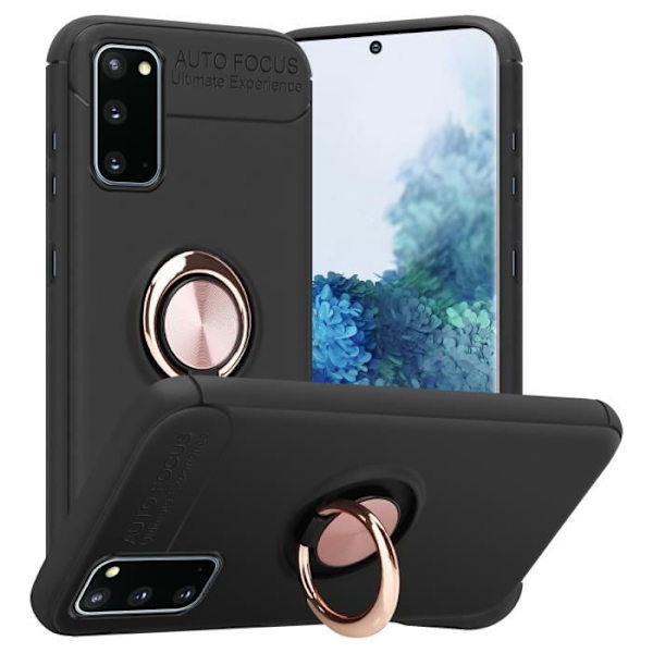 Coque - CADORABO - Samsung Galaxy S20 - SVART - ROSÉ GULD - Silikon TPU med fokuseringsring SVART - ROSE GULD