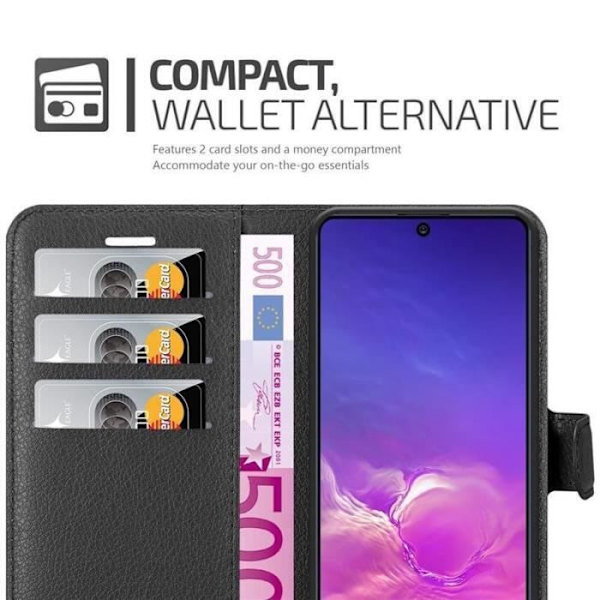 Fodral - CADORABO - Samsung Galaxy A91 - Läderimitation - Svart - Stativfunktion Svart