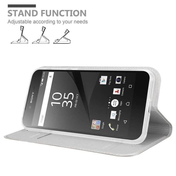 Flip-fodral för Sony Xperia Z5 PREMIUM Etui i KLASSISK SILVER Plånbok Stötsäker Grå