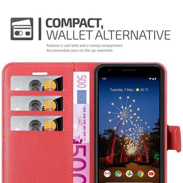 Fodral för Google PIXEL 3A i CHERRY RED Cadorabo Cover Protection magnetisk stängning