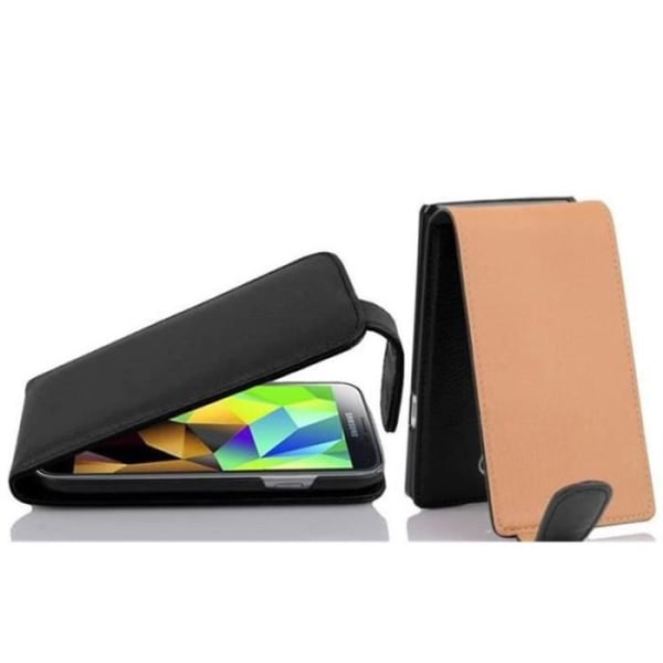Cadorabo Fodral Samsung Galaxy S5 MINI / S5 MINI DUOS DESIGN FLIP Style Fodral Fodral Fodral konstläder Struktur JETSVART