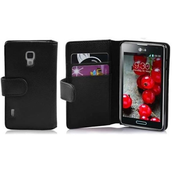 Cadorabo - Fodral Cover för > LG OPTIMUS P710 L7II < – Fodral Cover Bumper Wallet (med kortplatser) i SVART