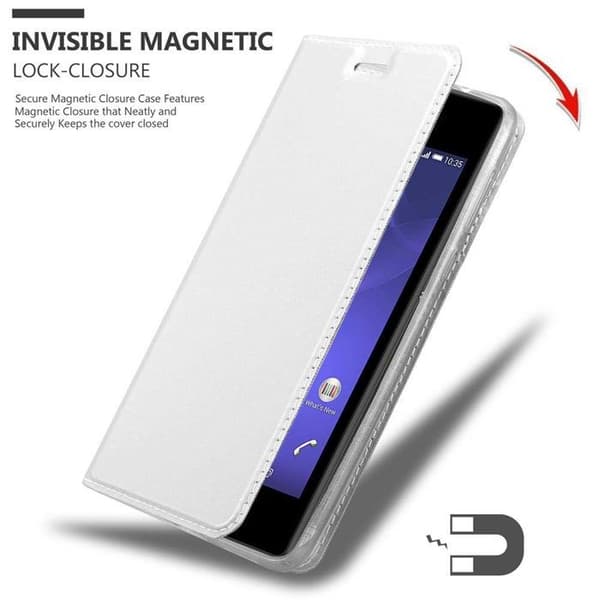 Flip-fodral för Sony Xperia E3 Etui i KLASSISK SILVER Plånbok Stötsäker Grå