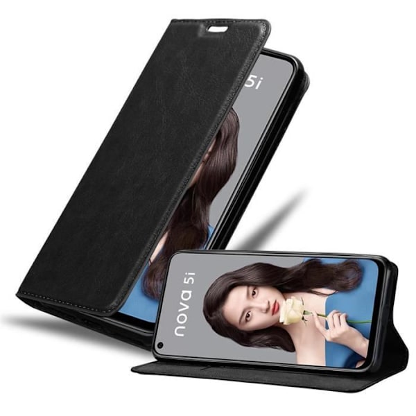 Coque - CADORABO - NOVA 5i / P20 LITE 2019 - Svart Natt - Magnetisk stängning - Ställfunktion NATTSVART
