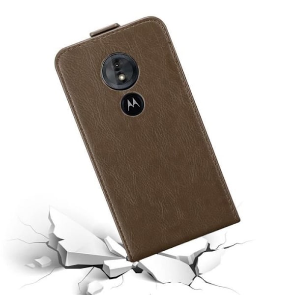 Skyddsfodral - CADORABO - Motorola MOTO G6 PLAY - Konstläder - Brun - Flip med magnetstängning kastanj