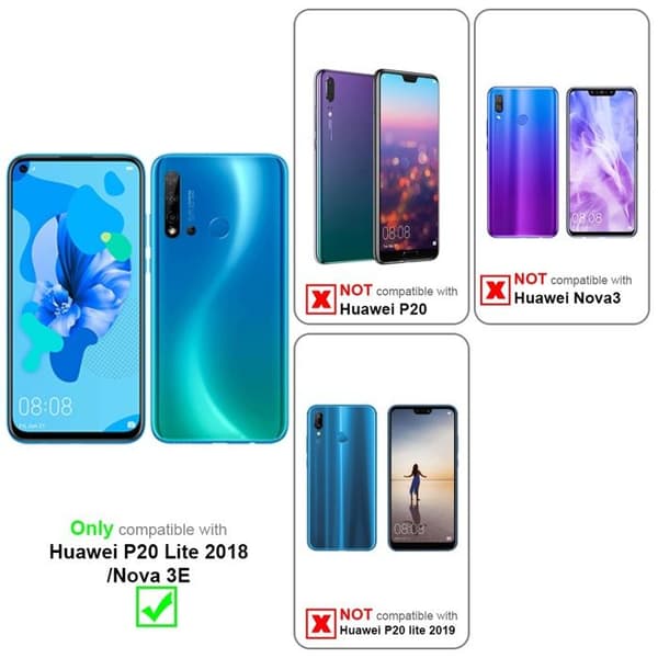Skyddsfodral för Huawei P20 LITE 2018 / NOVA 3E i Blå Rosa Marmor Nr. 17 Blå