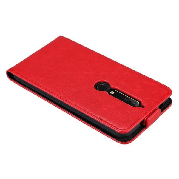 Coque - CADORABO - Nokia 6.1 2018 - Syntetiskt läder - Röd - Magnetisk stängning Röd