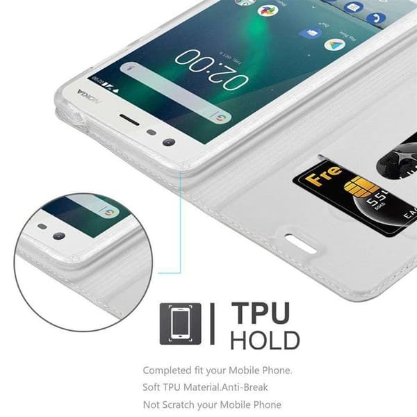 Flip-fodral för Nokia 2 2017 Klassisk Silver Plånbok Stötsäker Grå
