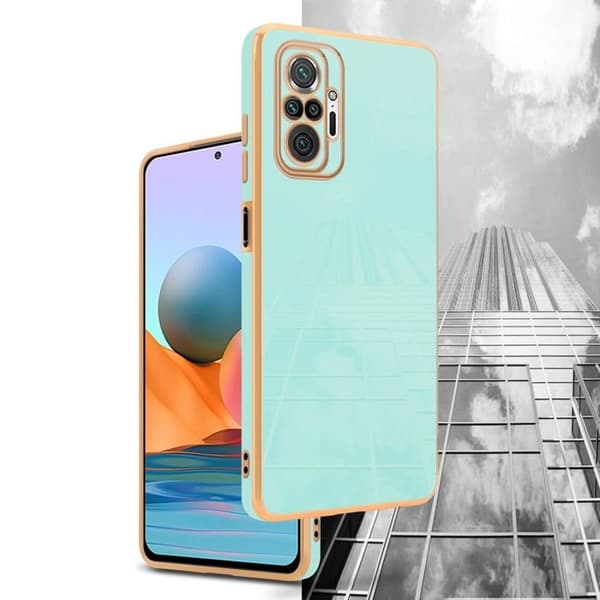 Fodral för Xiaomi RedMi NOTE 10 PRO Glansig Mintgrön - Guld med skydd för kamera Grön