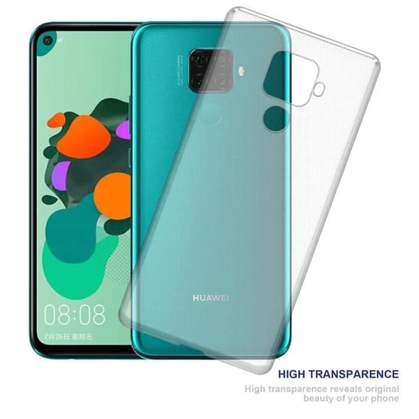 Transparent stötsäker silikonfodral för Huawei MATE 30 LITE Vit