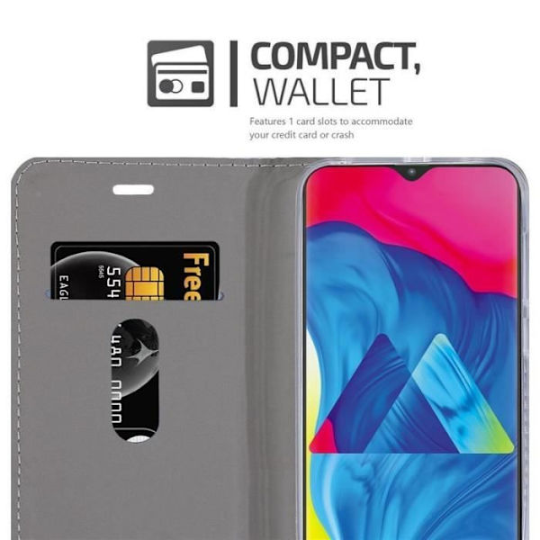 Plånboksfodral - CADORABO - Samsung Galaxy M10 - Läderimitation - Tygdesign - Magnetisk stängning Grå