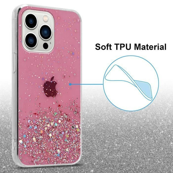 Cadorabo Fodral för Apple iPhone 13 PRO MAX i Rosa med Glitter Flexibelt TPU silikonskydd