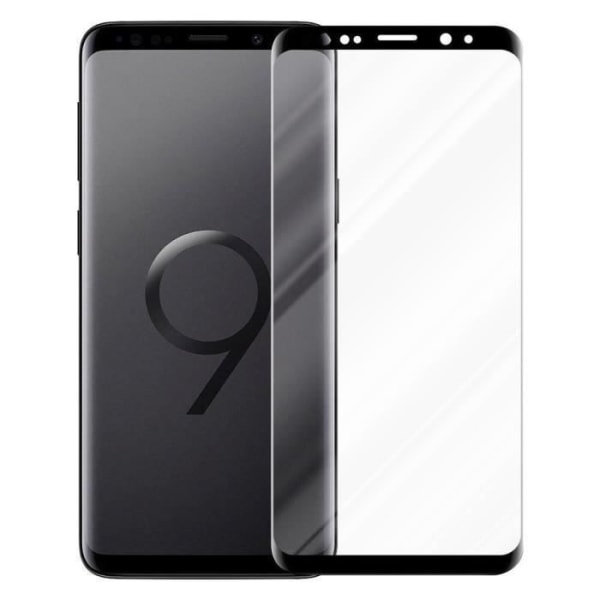 Härdat glas för Samsung Galaxy S9 TRANSP, SVART filmskydd Samsung Galaxy S9 komplett skärm Samsung Galaxy S9 härdat display