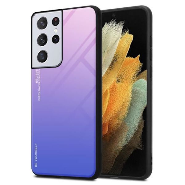 Fodral för Samsung Galaxy S21 ULTRA Skal i ROSA - BLÅT Fodral Skyddsskydd tvåfärgad TPU