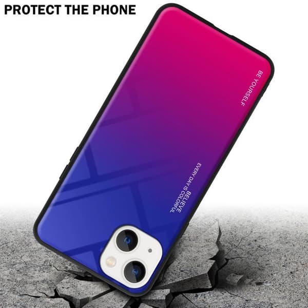 iPhone 14 PLUS Fodral i VIOLETT - RÖD Stötsäker Bicolor Design Svart