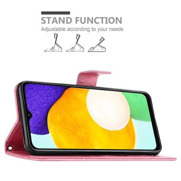 Etui för telefon - CADORABO - Samsung Galaxy A13 5G - Syntetläder - Rosa Blommor - Ställfunktion ROSENFLORTLAR