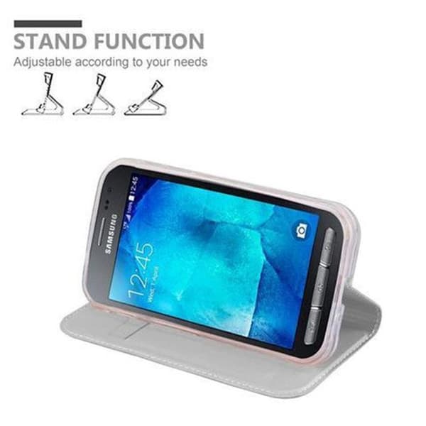 Fodral med lock för Samsung Galaxy XCover 3 Etui i KLASSISK SILVER Plånbok Stötsäker Grå