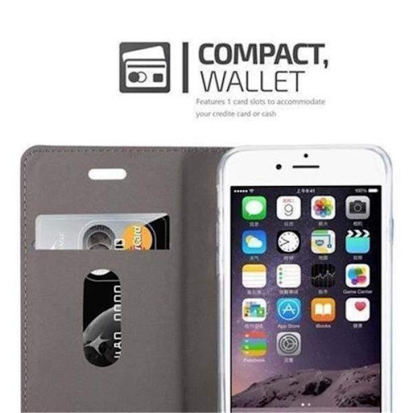 Cadorabo Apple iPhone 6 / 6S Fodral i GRÅ SVART TYG-LIMITAT LÄDER Fodral Magnetisk Fodral Fodral stöder stativ och kortplats