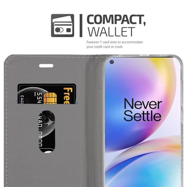 Coque - CADORABO - OnePlus 8 PRO - Ljusgrå Brun - Magnetisk Stängning - Ställfunktion LJUSGRÅ BRUN