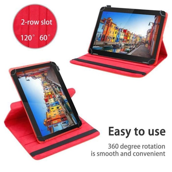 Tablettfodral - CADORABO - Trekstor Surftab B10 - Röd - Imiterat läder - 360° skydd Röd