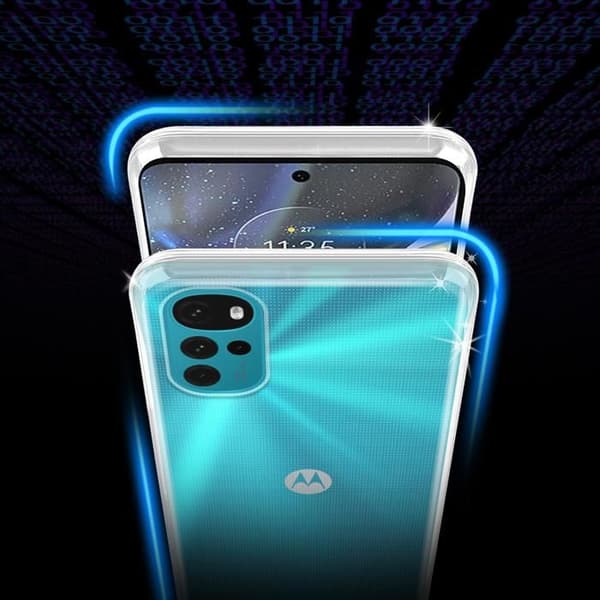 Transparent stötsäker silikonfodral för Motorola MOTO G22 Vit