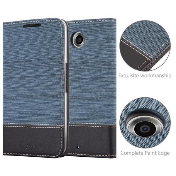 Skyddsfodral för Lenovo (Motorola) NEXUS 6 - CADORABO - Design i väv - Konstläder - Mörkblå Mörkblå