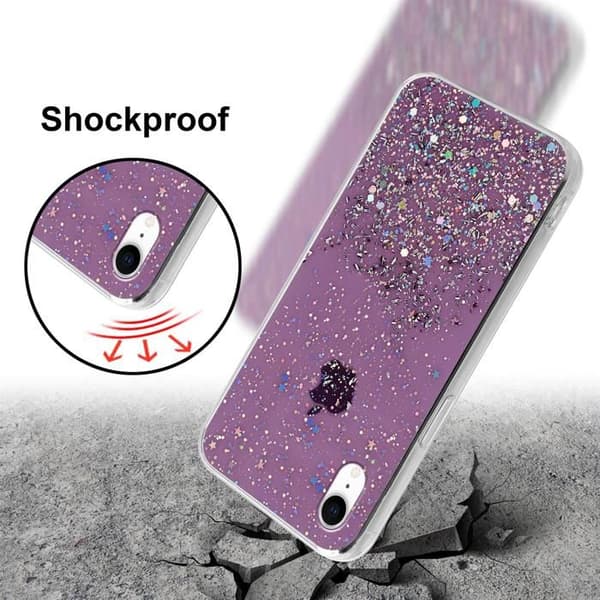 iPhone XR Skal Lila med Glitter Skydd Glittrande Design Violett