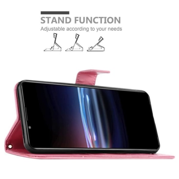 Fodral för Sony Xperia PRO-I - CADORABO - Blommigt fodral - Syntetläder - Ställfunktion - Fullständigt skydd Rosa blommig