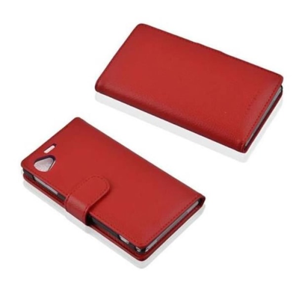 Cadorabo Fodral Fodral för > Sony Xperia Z1 COMPACT < (L39H) Fodral Fodral Bumper Wallet (med kortplatser) i RÖTT