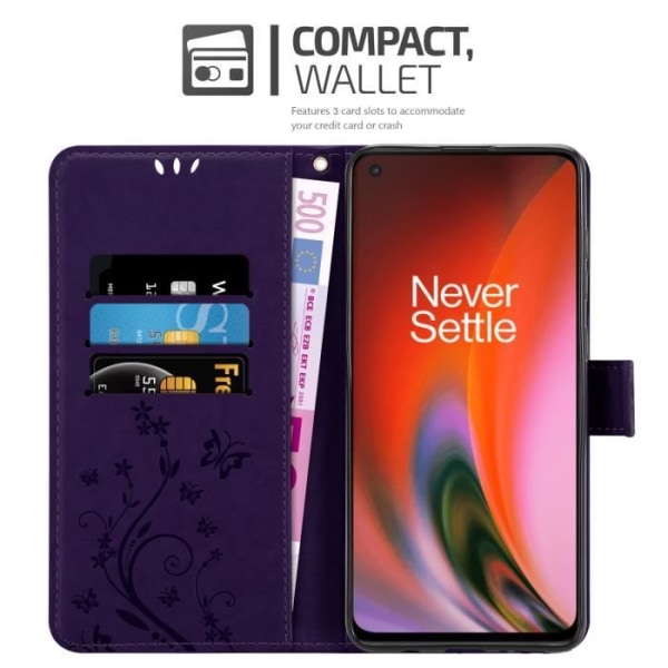 Fodral till OnePlus Nord 2 5G i DARK LILAC FLORAL Cadorabo Cover Protection Floral