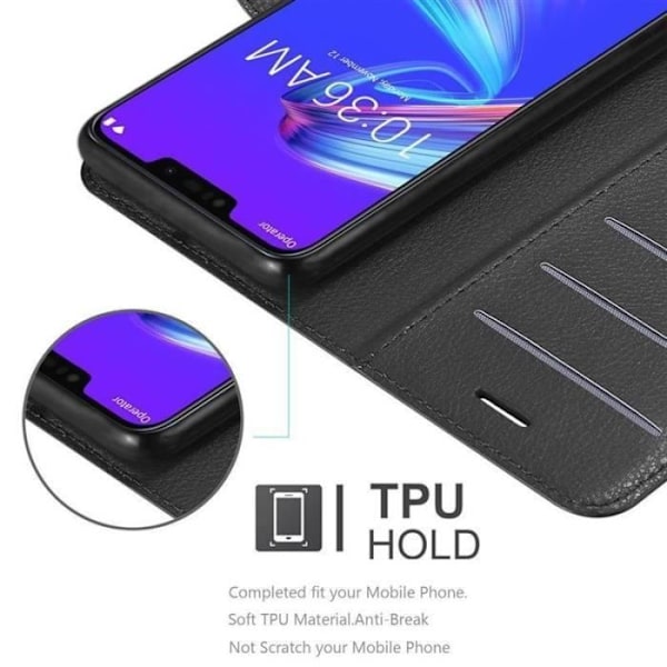 Fodral - CADORABO - Asus ZenFone Max M2 - Imiterat läder - Stativfunktion - 3 kortfack Svart