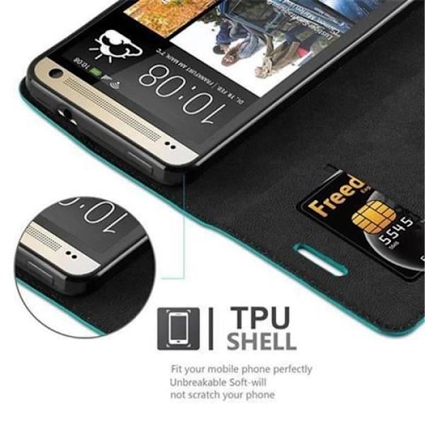 Cadorabo Fodral för HTC ONE M7 1. Gen BENSIN TURKOS Osynlig MAGNETISK STÄNGNING Fodral Fodral Stöder Stand Card Slot Turkos olja