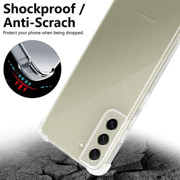Transparent stötsäker silikonfodral för Samsung Galaxy S21 FE Vit