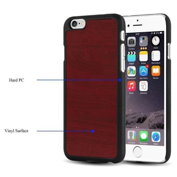 Apple iPhone 6 PLUS / 6S PLUS WOODY RÖTT Fodral Cadorabo WOODY Design Hårt Fodral Skydd Anti-chockskydd Ultra Slim Bumper