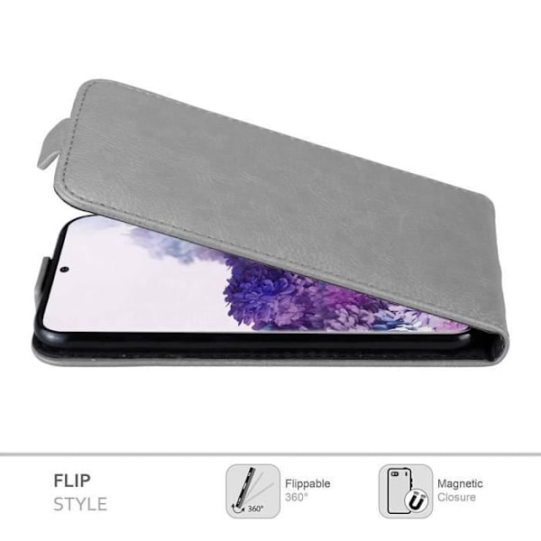 Coque - CADORABO - Samsung Galaxy S20 PLUS - Grå Titan - Magnetiskt Flip - Komplett Skydd Titanium grå