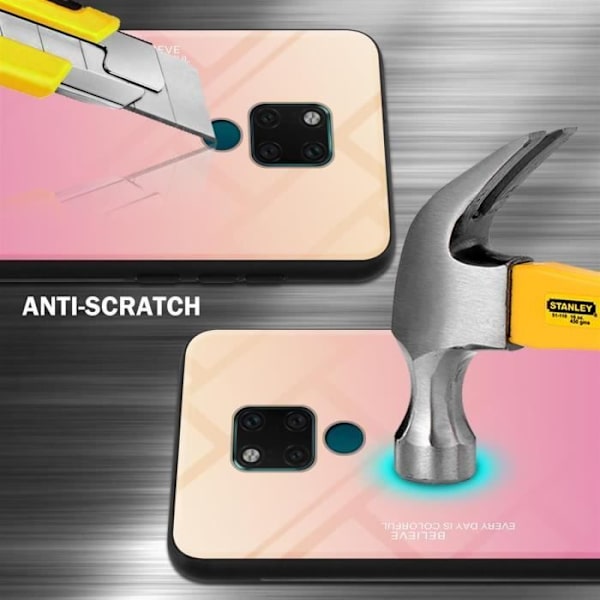 Cadorabo Fodral för Huawei MATE 20 i GUL - ROSA Skyddsfodral Tvåfärgat härdat glas silikon TPU Gul, Rosa