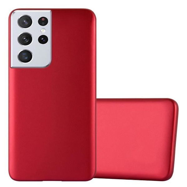 Etui för Samsung Galaxy S21 ULTRA - CADORABO - Röd Metallisk - Silikon TPU - Mjuk Skydd - Matt Design Röd