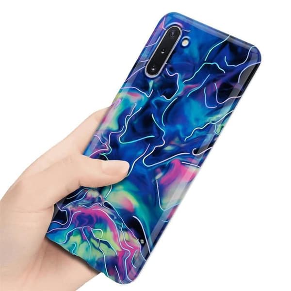Skyddsfodral för Samsung Galaxy NOTE 10 i Blå Rosa Marmor Nr. 17 Blå